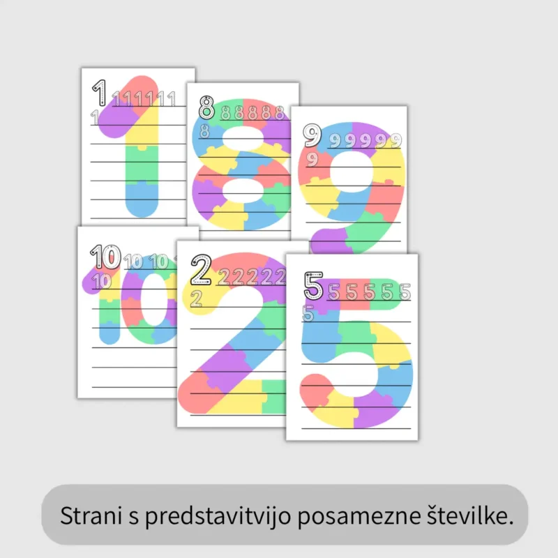 DZ Nauči se šteti od 0-10 - strani s številkami