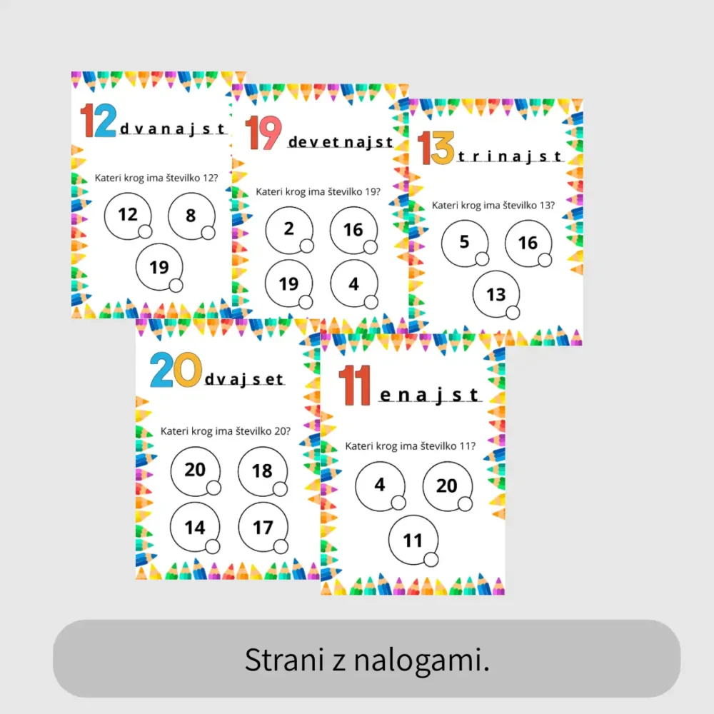DZ Nauči se šteti od 11-20 - naloge
