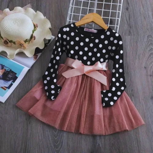 Obleka polka dot Bela Pikica
