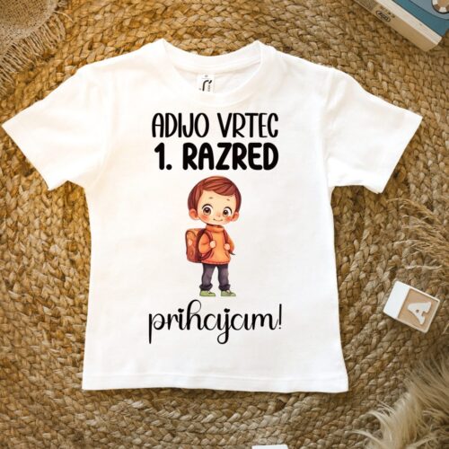 Majica Adijo vrtec, 1. razred prihajam! (fantek) Majuška