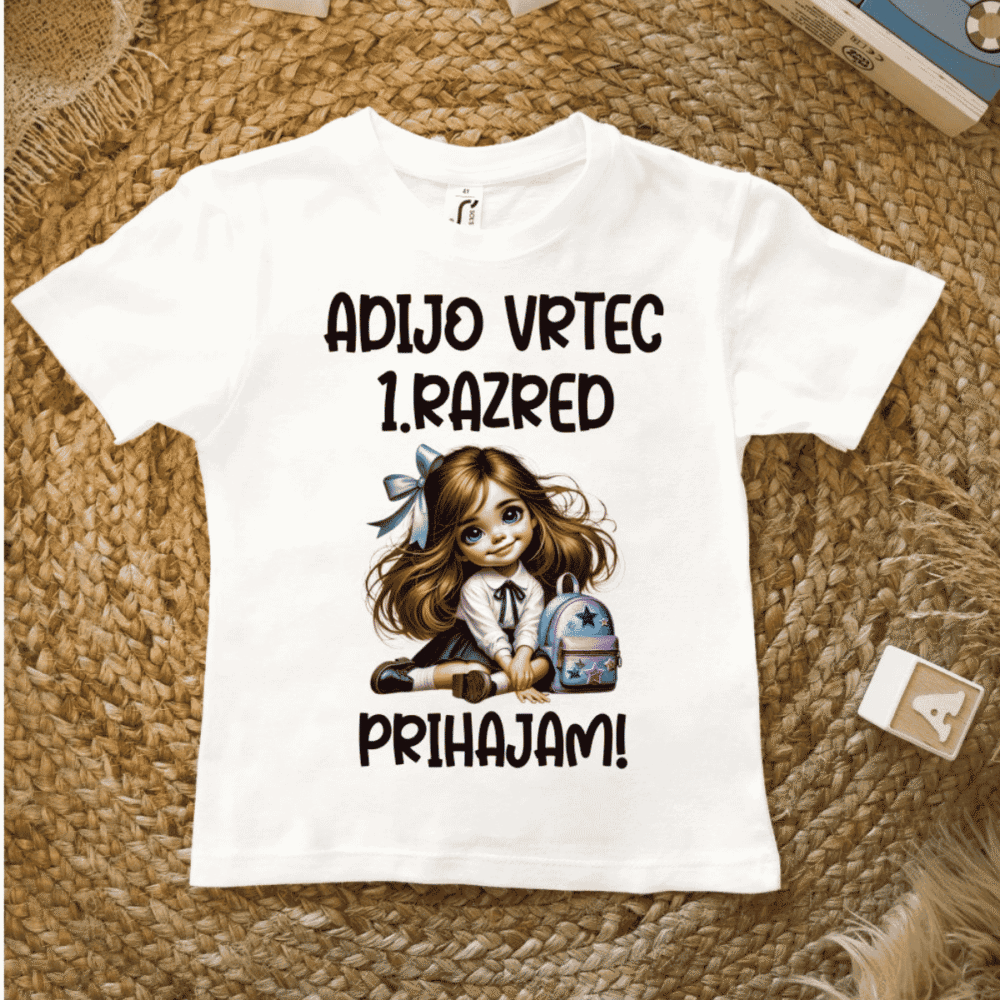 Majica Adijo vrtec, 1. razred prihajam! punčka Majuškajpg